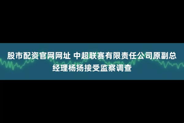 股市配资官网网址 中超联赛有限责任公司原副总经理杨扬接受监察调查